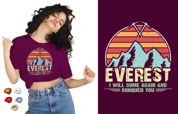 Everest Conquering Typography T-Shirt Designs